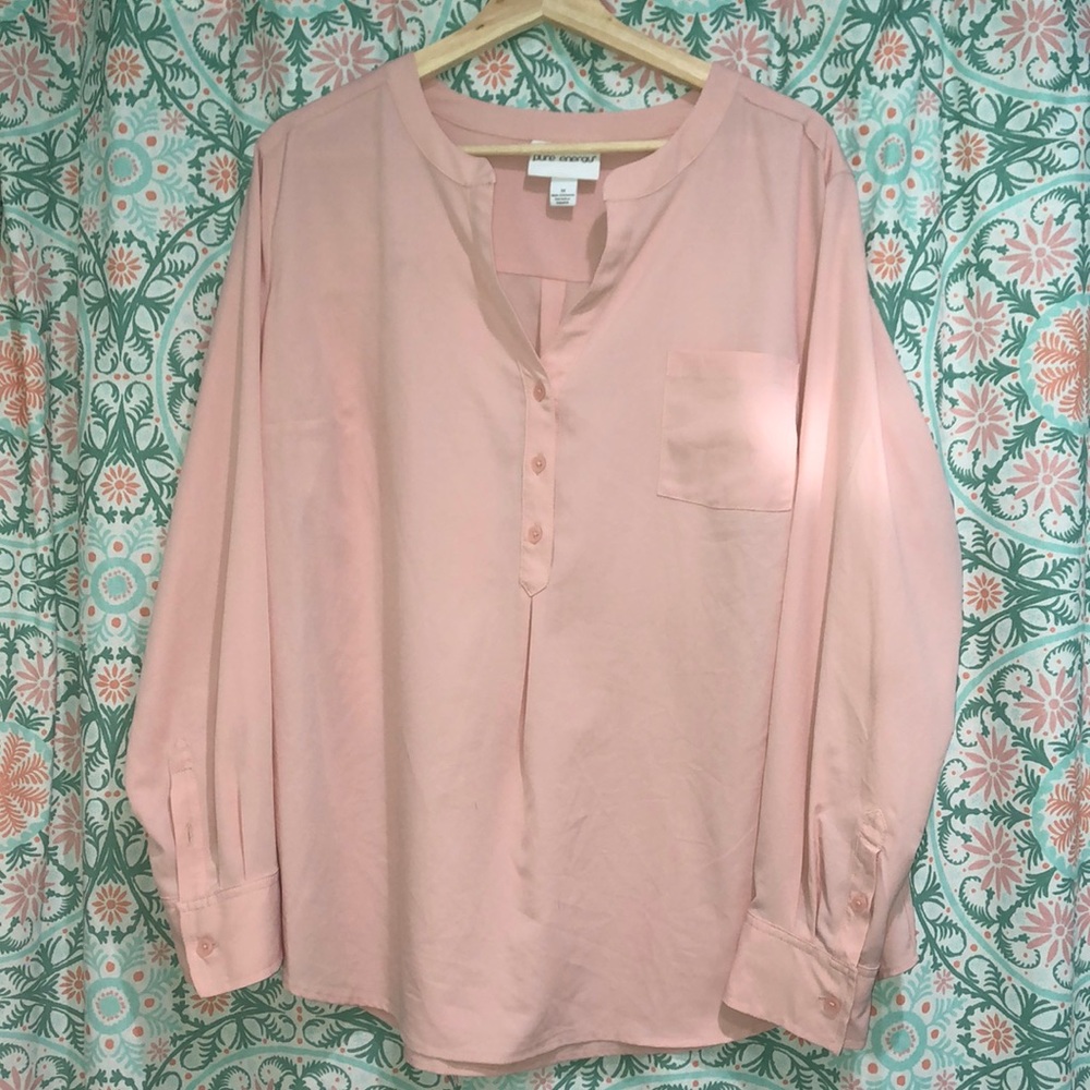 Pure Energy pale pink long sleeve blouse